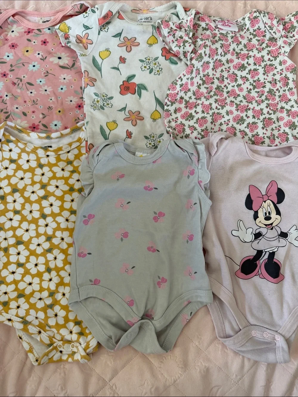 Baby Girls Floral & Character Onesie Bundle - Mixed Patterns 6-12months